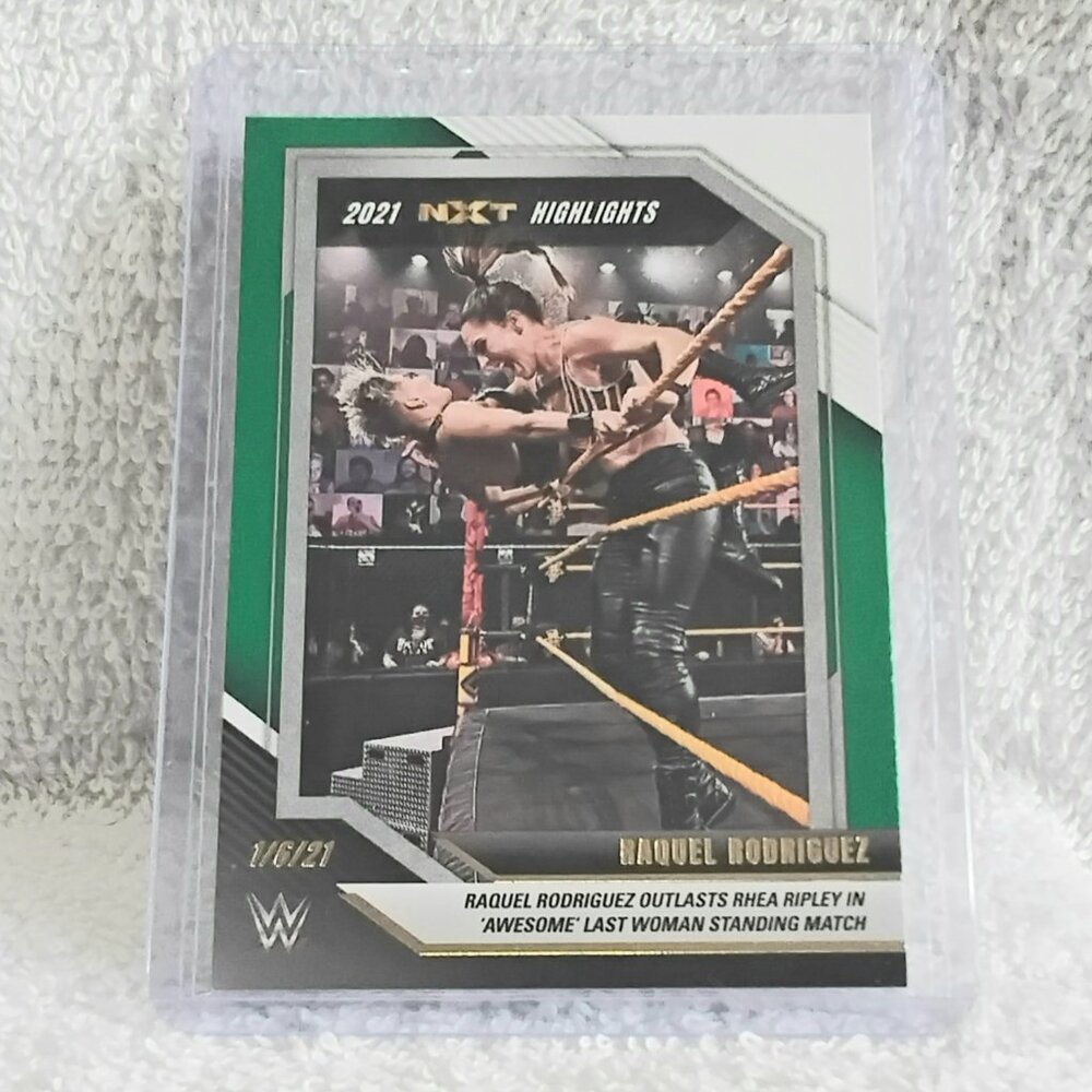 5/$20 Mint 2022 Panini Raquel Rodriguez Green Highlights NXT/WWE Card 2!!
